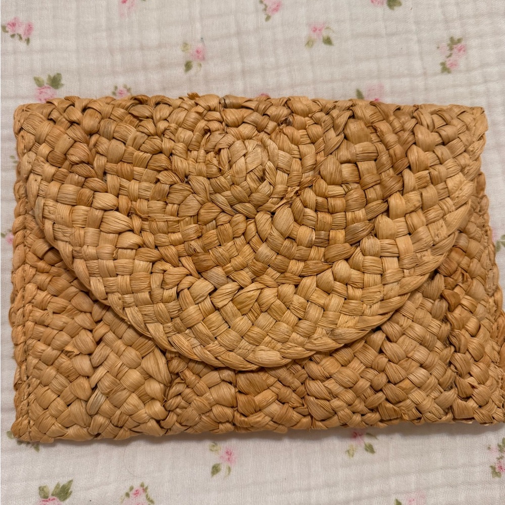 Woven Tan Clutch Bag